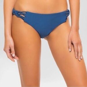 Tori Praver Seafoam Collection Strappy Side Bikini Bottom in Mood Indigo M